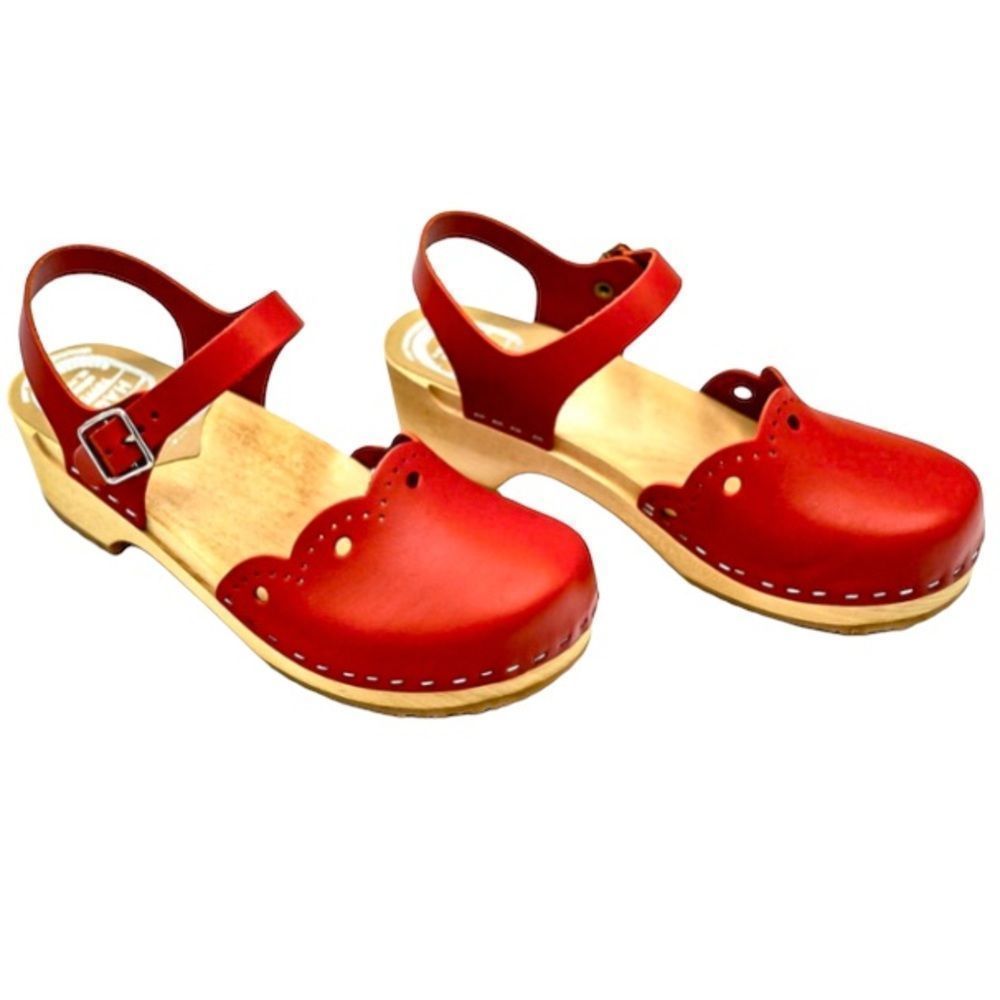 Haga Toffeln  Red  Swedish Clogs(Size 37)